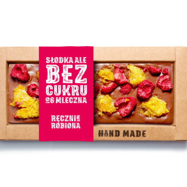 Czekolada Mleczna Bez Cukru Malina Mandarynka 53g