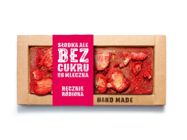 Czekolada Mleczna Bez Cukru Truskawka 53g