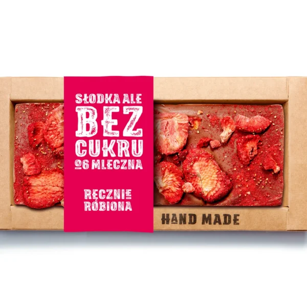 Czekolada Mleczna Bez Cukru Truskawka 53g