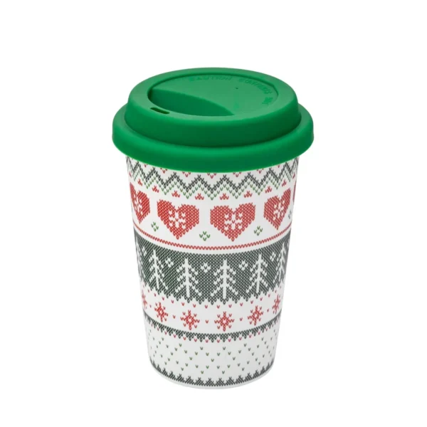 Kubek Świąteczny Na Wynos z Silikonową Pokrywką 390ml