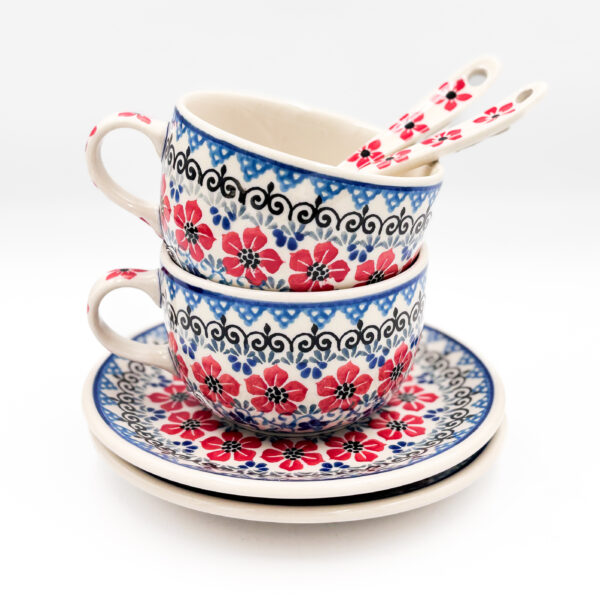 Filiżanka Bolesławiec 200ml Czerwone Kwiaty