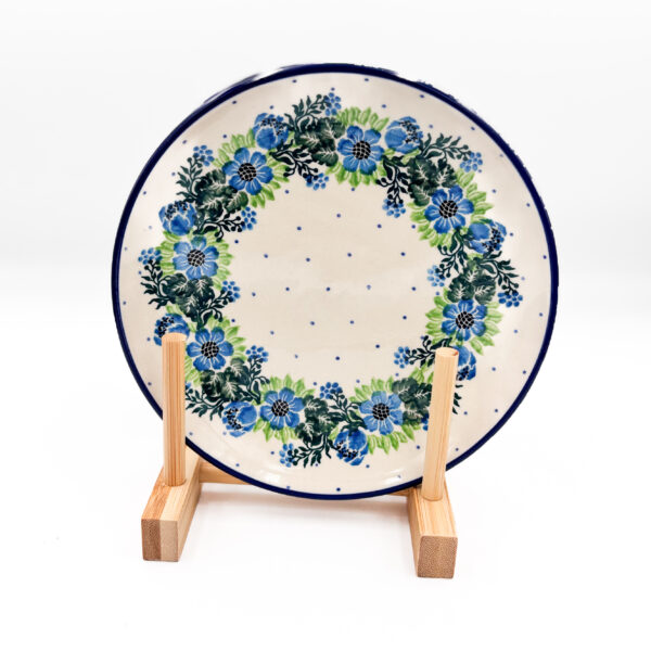 Talerz Deserowy 17cm Bolesławiec Wianek Niebieski