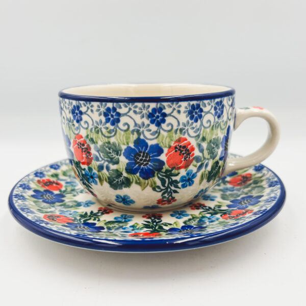 Filiżanka Bolesławiec 200ml Niebieski Wianek